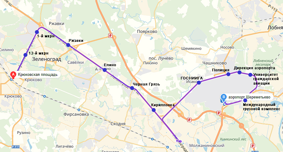 Карта транспорта зеленограда